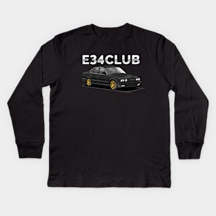 E34 CLUB - E34 Car Illustration Kids Long Sleeve T-Shirt